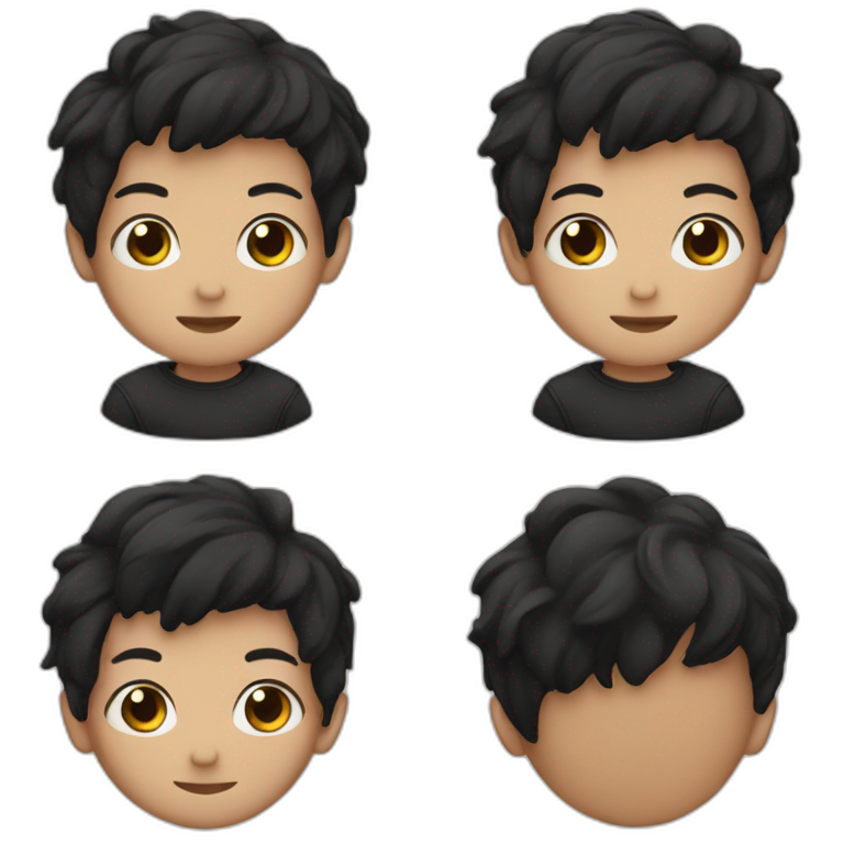 Cute boy with black hair  emoji