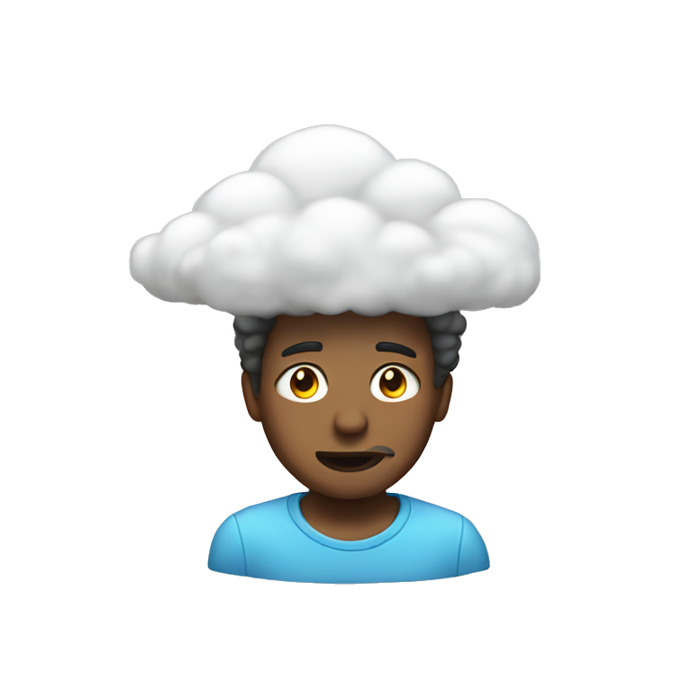 Guy with a cloud instead oh his head emoji
