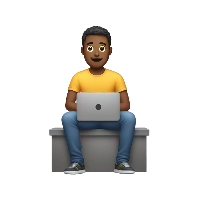 guy sitting in front of a laptop emoji