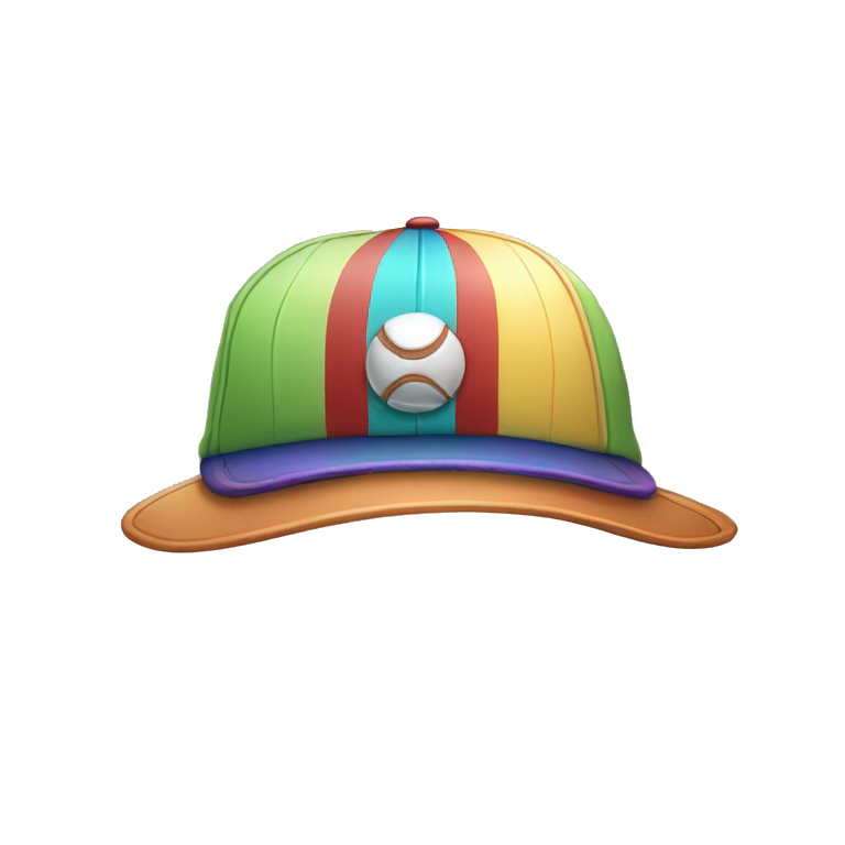 Propeller hat; a multicolored striped baseball cap with a propeller on top emoji
