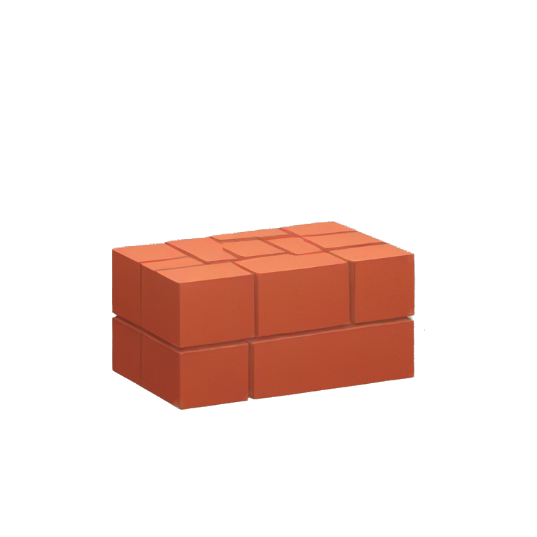 A single, red floating brick  emoji