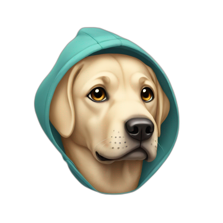 Labrador wearing a hoodie emoji
