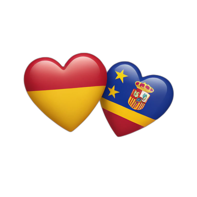 Heart with Spain flag and Venezuela flag emoji