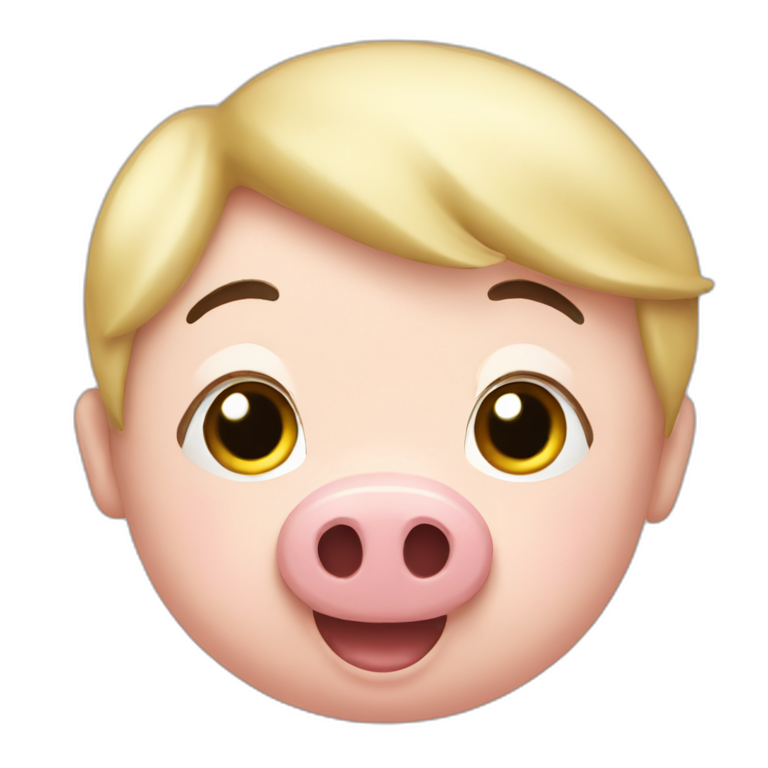squealing pig with short blonde hair emoji
