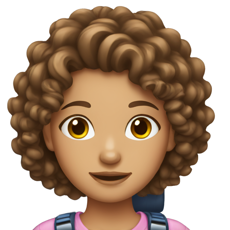 Girl with curly brown hair at the airport  emoji