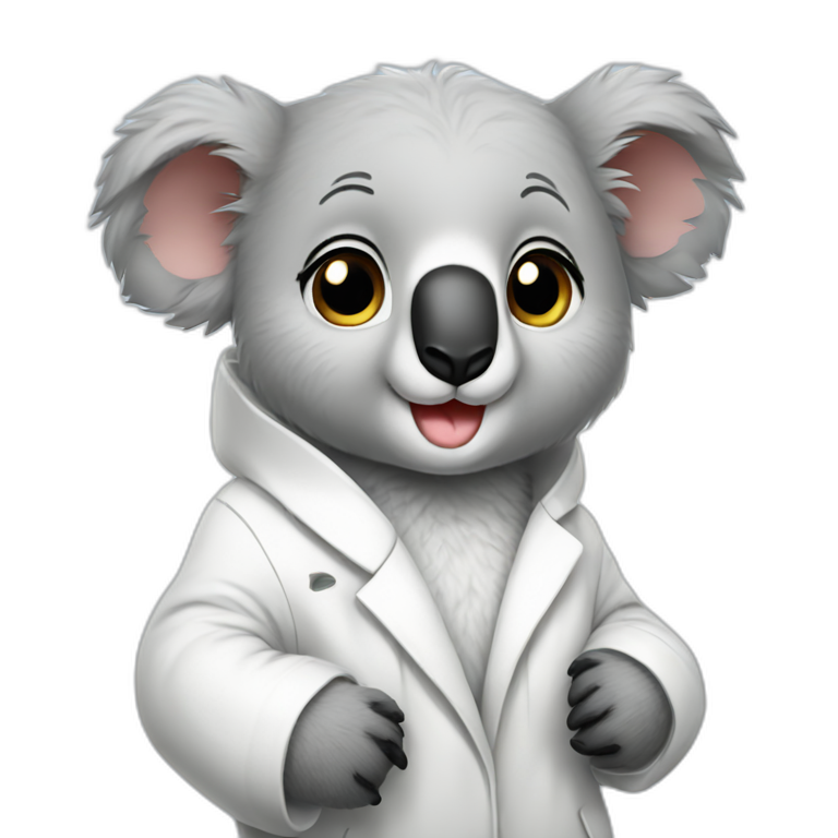 cute koala wearing white coat emoji