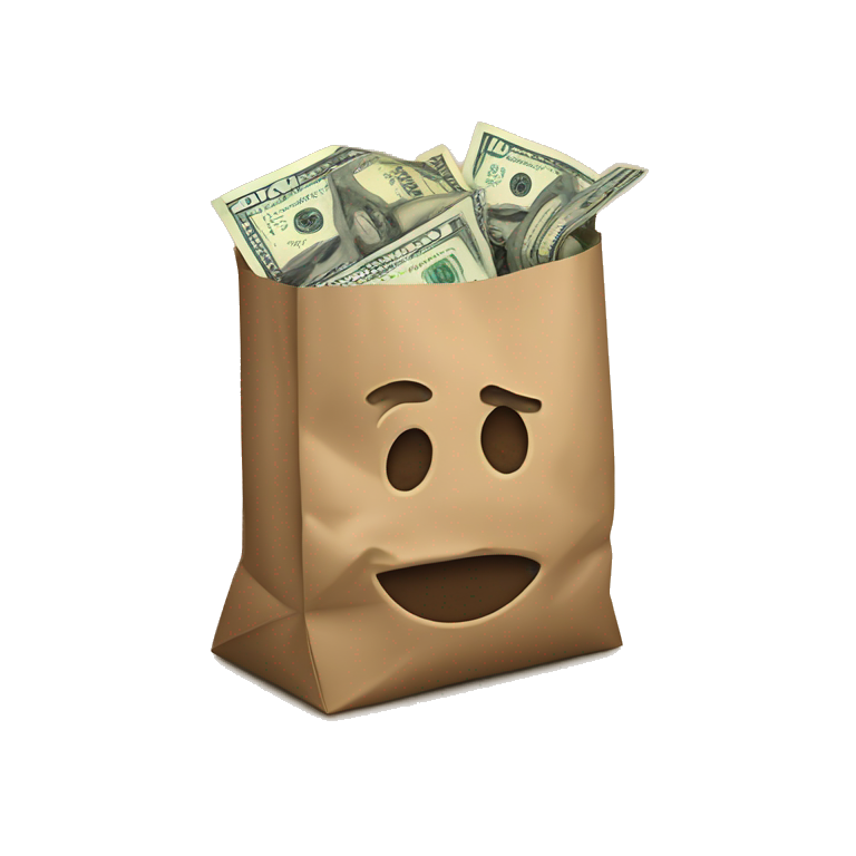 money spilling over out of a brown paper bag emoji AI Emoji Generator
