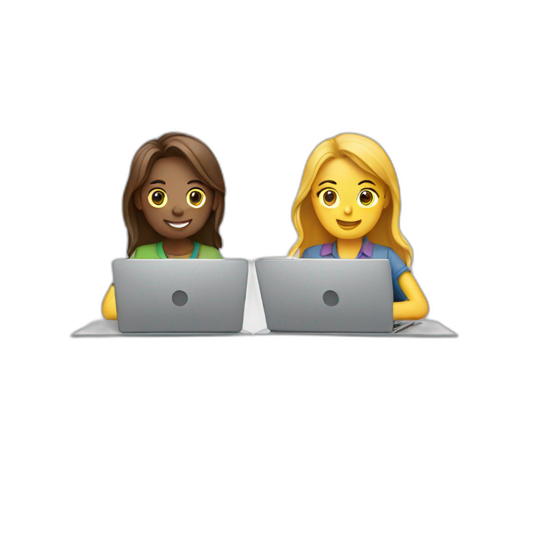 two people working on two laptops together emoji