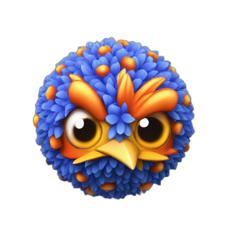 3d sphere with a cartoon whimsical cornflower Magma Cube skin texture with chicken eyes emoji
