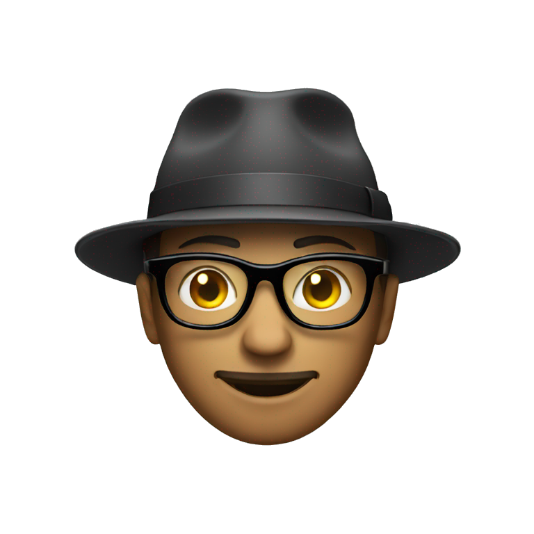 secret agent with glasses and hat emoji