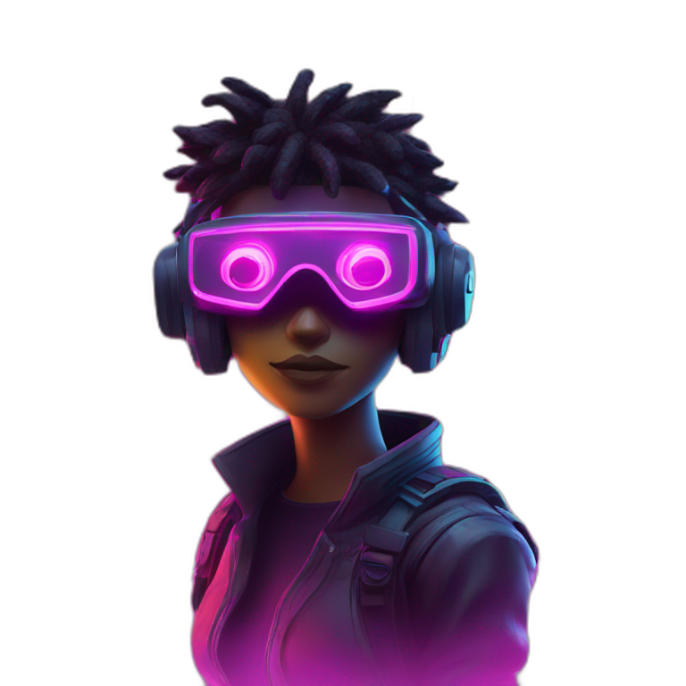Password hero in a cyberpunk VR environment with neon lighting. emoji
