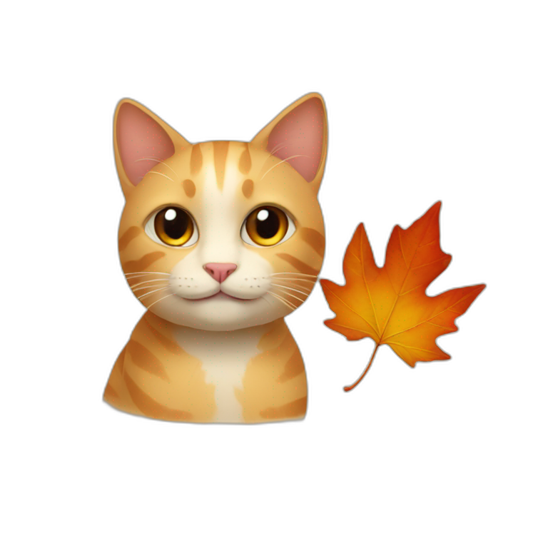 cat and autumn leaf emoji