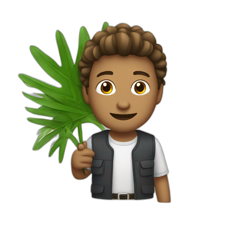 fanning a man with palm leaves emoji