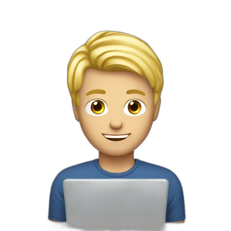 blonde guy with laptop emoji