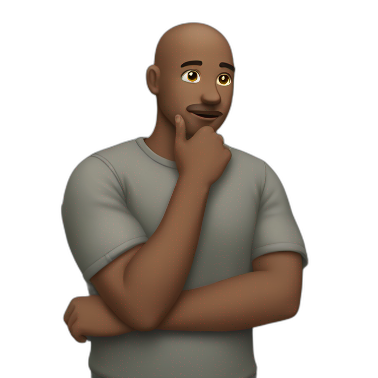 guy thinking with his hand on his chin  emoji