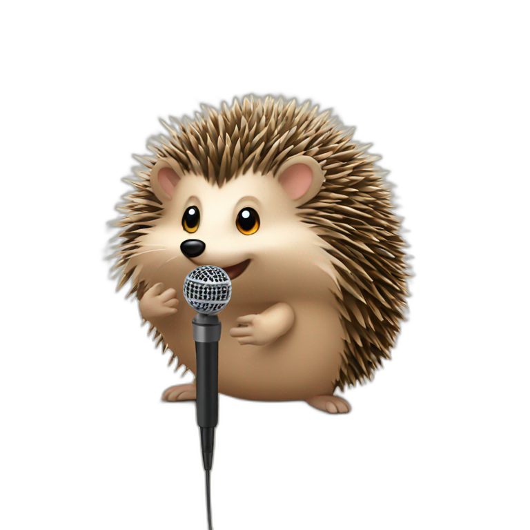 Hedgehog with a microphone emoji