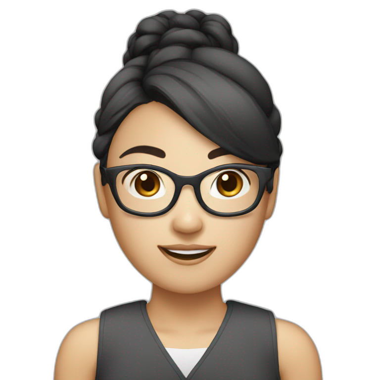 asian woman 32 years old with pony tail and glasses emoji