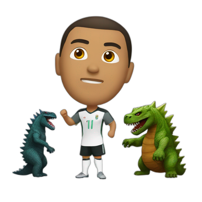 Ronaldo versus godzilla emoji