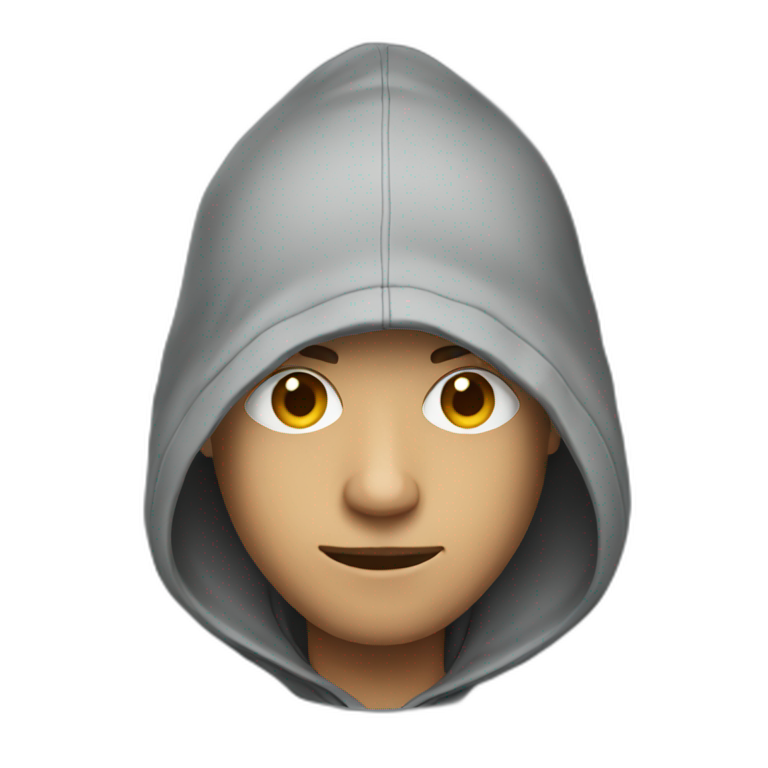a man with a hoodie looking at a screen emoji