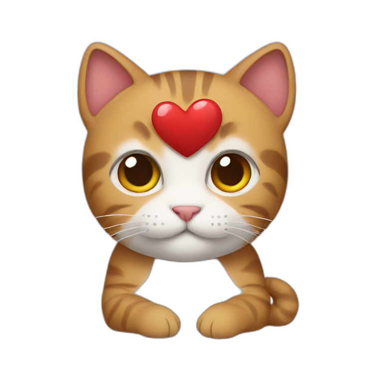 A cat holding a heart  emoji