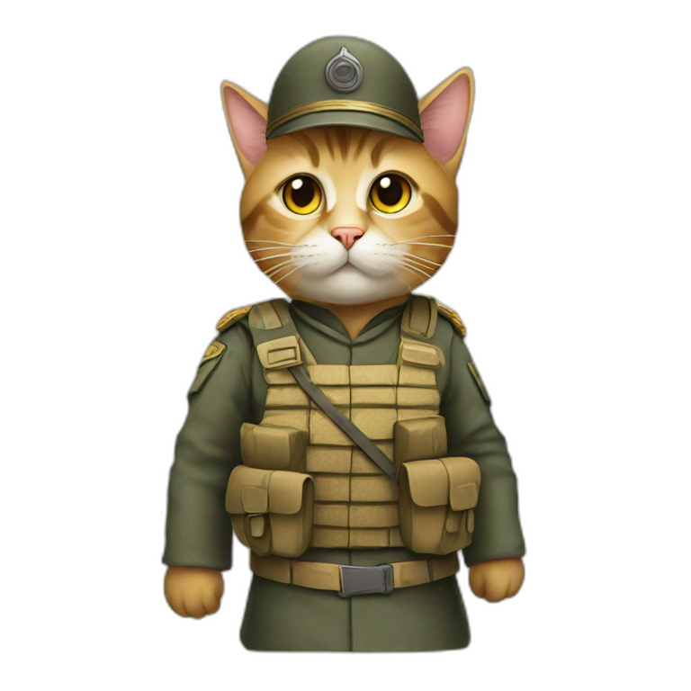 Cat looks like soldier emoji