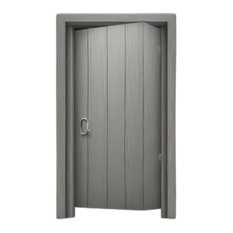 One gray wood open door perspective emoji