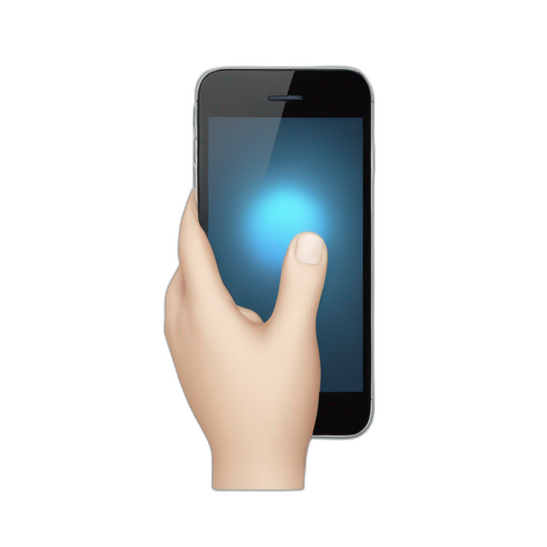 White hand holding iphone emoji
