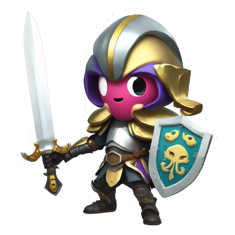 \splatoon squid warrior with knights sword and shield emoji