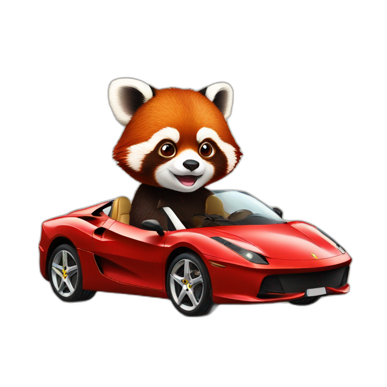 Red-panda-driving-ferrari emoji