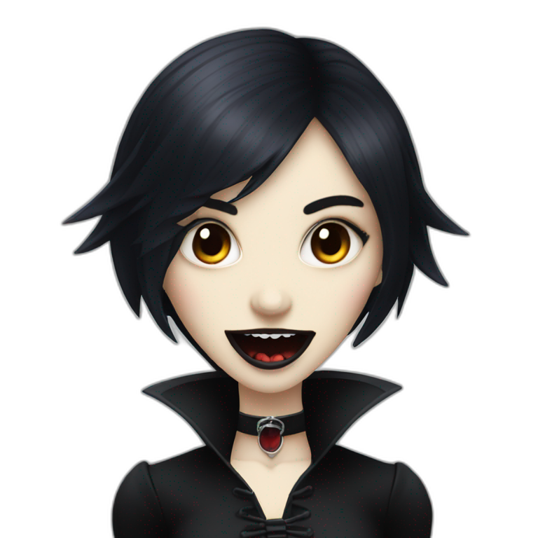 Goth Girl vampire sharp teeth emoji