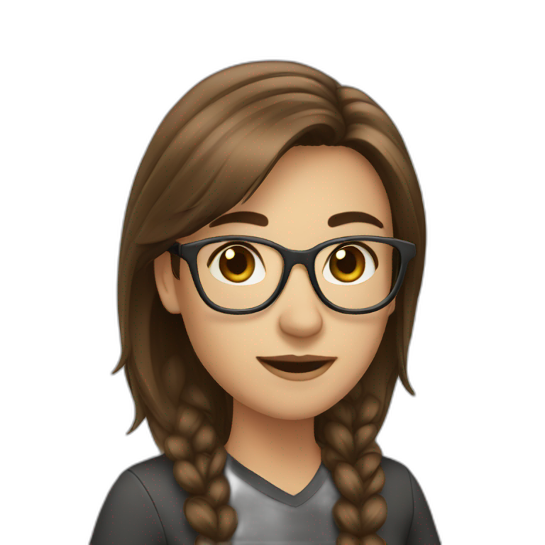 Brown hair, female, glasses emoji