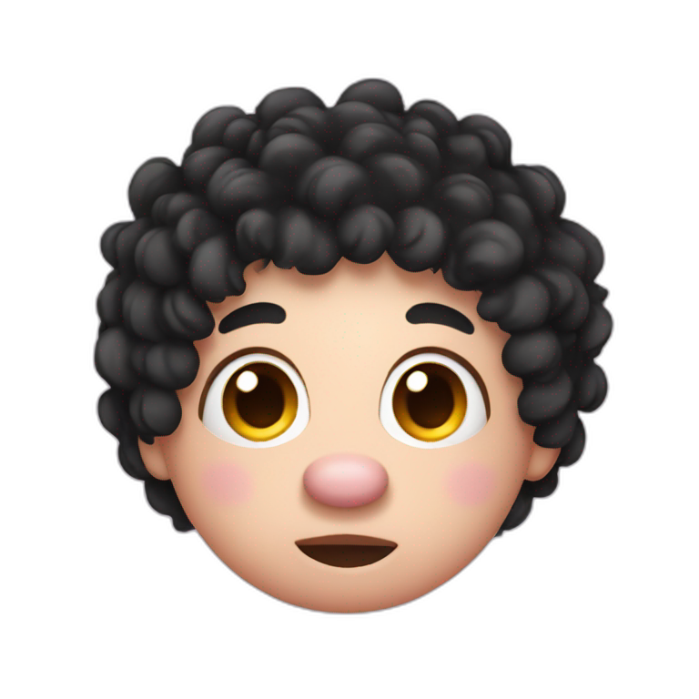 Pig with black curly hair emoji
