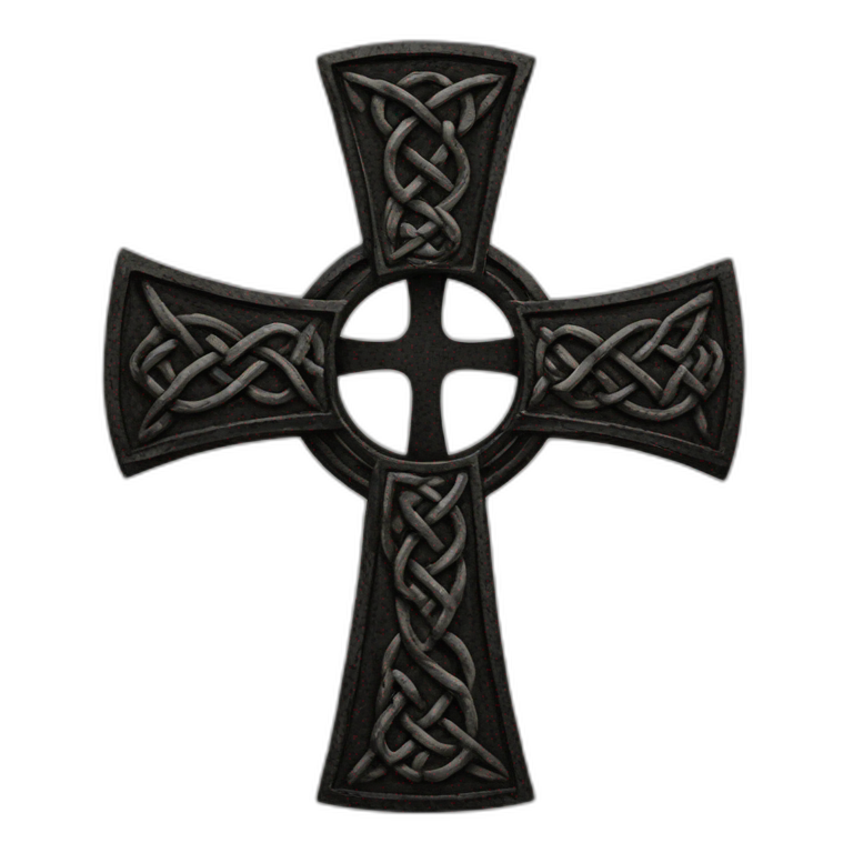 celtic cross on black flag emoji