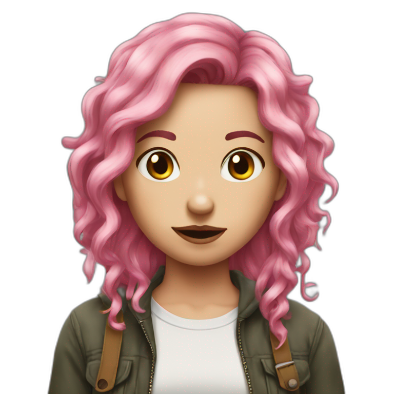 mischevious girl pink hair chaos emoji