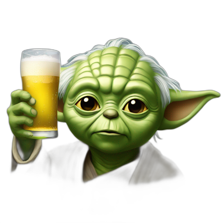 Yoda drink a beer emoji