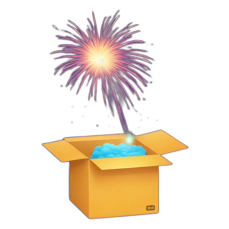 an open box with a firework inside emoji