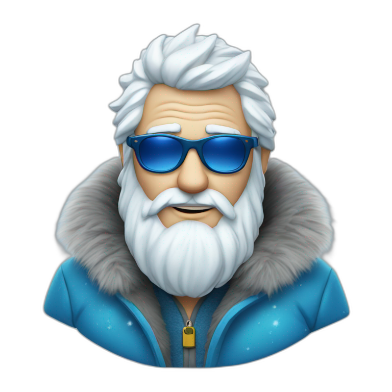cool Father Frost in sunglasses glasses in a blue fur coat emoji
