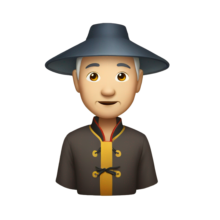 Old Chinese man with traditional Chinese hat emoji