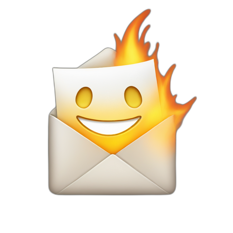 Iphone mail with the notification flaming emoji