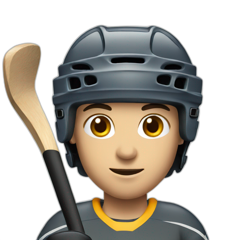 Hockey player holding stick emoji