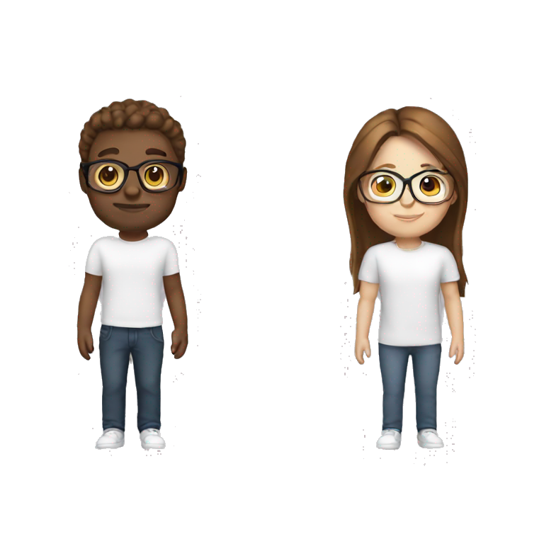 best friends both white with brown hair one has glasses emoji