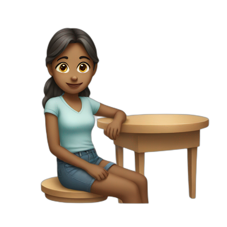 Girl sitting on table emoji