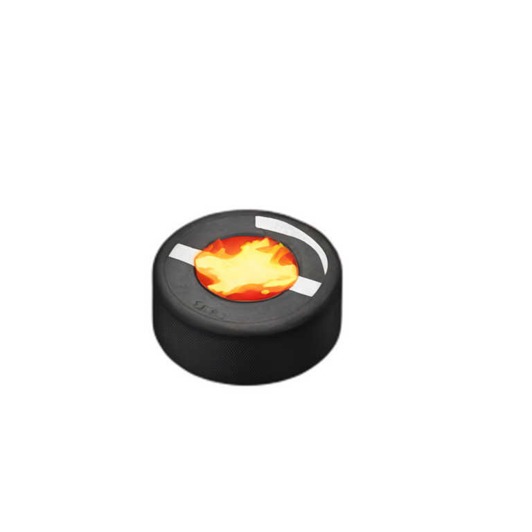 hockey puck with fire behind emoji