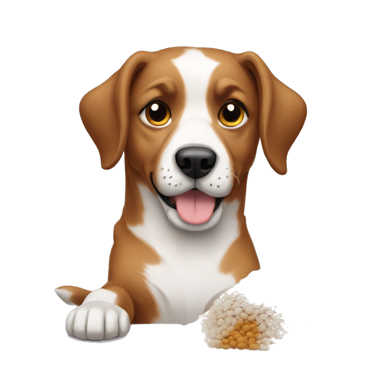 dog with kibble in front of him emoji