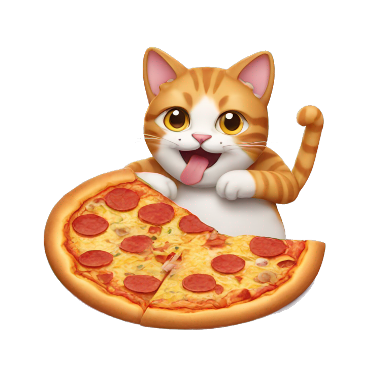 Cat eating pizza emoji