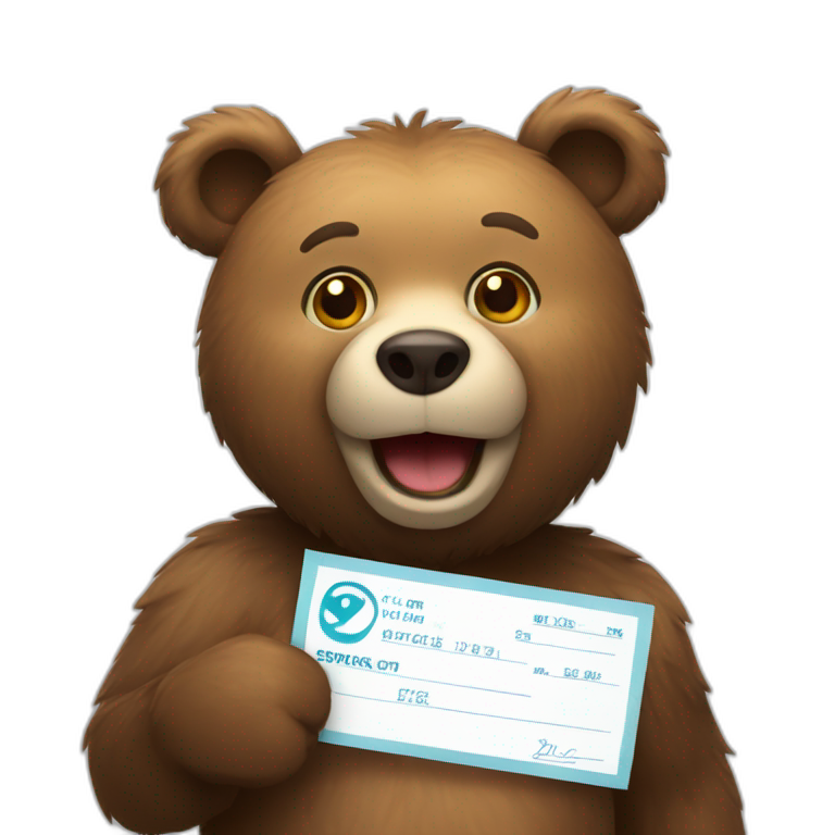 Bear holding a check mark emoji