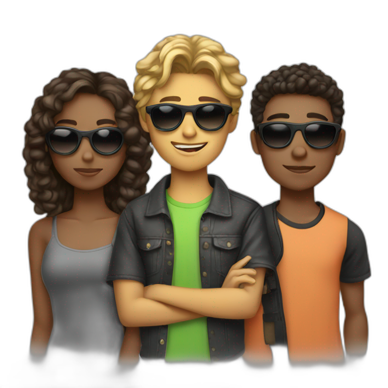 3 teenagers wearing sunglasses looking cool emoji
