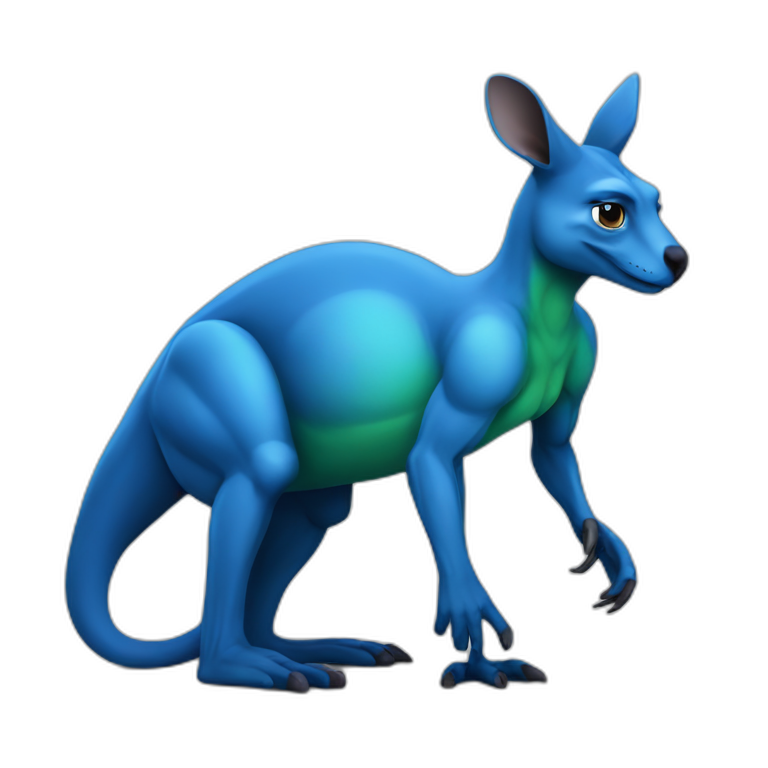 Blue coloured kangaroo with hulk like muscles emoji