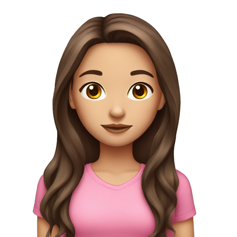 brunette girl long hair pink shirt emoji