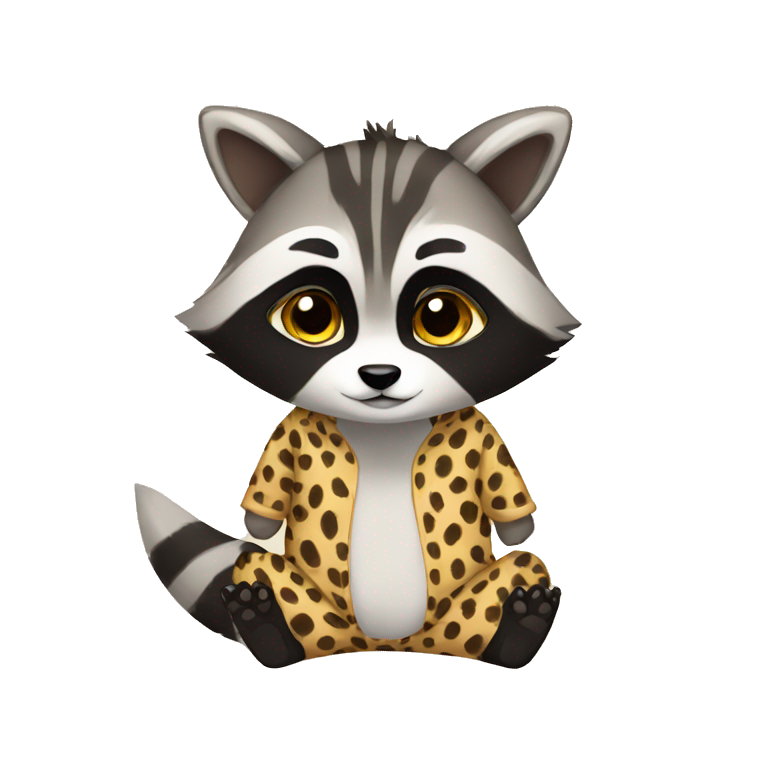 Anime raccoon in cheetah pajamas emoji